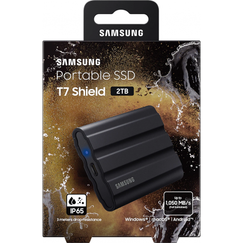 Samsung T7 Shield  Disque SSD Externe Portable, Noir 2 To, Résistant aux  chocs, à l'eau et à la poussière, vitesse jusqu'à 1050Mo/s : :  Informatique